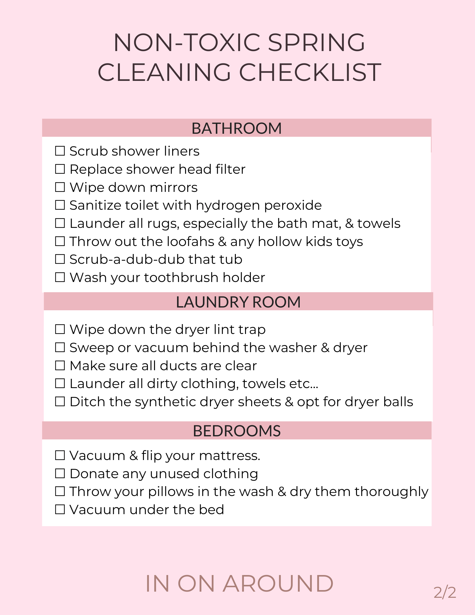 Natural Cleaning Products Checklist